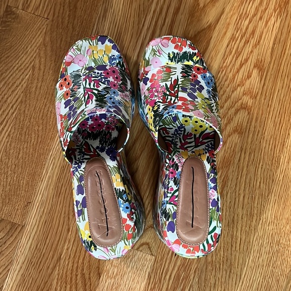 Anthropologie Vicenza Calcados Leather Floral Platform Sandals Sz 8/39 New - Picture 5 of 15